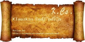 Klaszkin Csépán névjegykártya